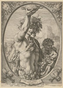 Bacchus, a „Bacchus, Vénusz és Ceres” sorozat 1. lapja alkotó: Hendrick Goltzius