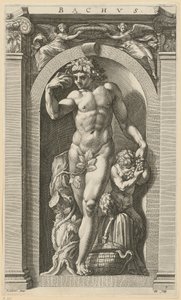 Bacchus, a „Nyolc ókori istenség” sorozat 7. lapja alkotó: Hendrick Goltzius