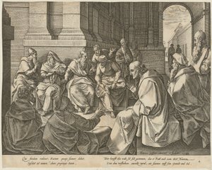 Boás és a tíz vének, a „Rút története” című sorozat 4. lapja alkotó: Hendrick Goltzius