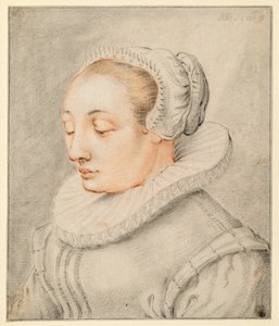 Fiatal nő mellképe főkötőben alkotó: Hendrick Goltzius