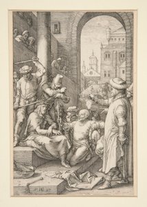 A tövisekkel megkoronázott Krisztus, a Passióból, 7. 12 metszetből álló sorozatban alkotó: Hendrick Goltzius