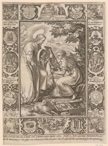 Krisztus, mint erényes példakép, a „Krisztus élete” sorozat 4. lapja alkotó: Hendrick Goltzius