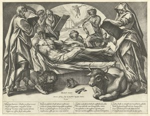 A halott Krisztus és a négy evangélista alkotó: Hendrick Goltzius