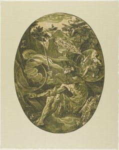 Demogorgon az örökkévalóság barlangjában, egy lemez a Demogorgontól és az istenségektől alkotó: Hendrick Goltzius