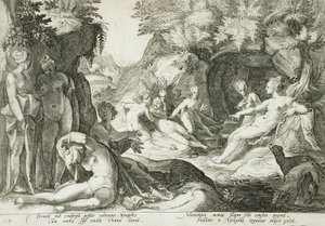 Diana és nimfái felfedezik Kallisztó terhességét alkotó: Hendrick Goltzius