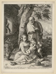 A Szent Család a gyermek Keresztelő Szent Jánossal alkotó: Hendrick Goltzius