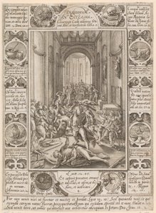 Dissidium in Ecclesia, a „A keresztény hit allegóriái” című sorozat 8. lapja alkotó: Hendrick Goltzius