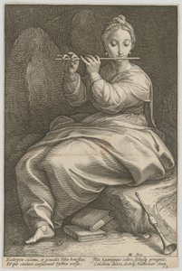 Euterpe, a „Kilenc múzsa” sorozat 6. lapja alkotó: Hendrick Goltzius