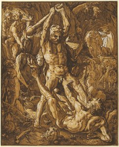 Herkulesz megöli Cacust alkotó: Hendrick Goltzius