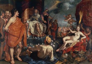 Hermész bemutatja Pandorát Epimétheusz királynak, 1611.