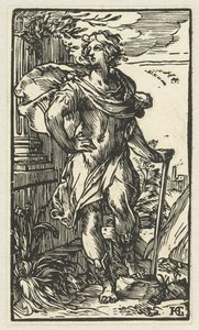 Fiatal férfi sétabottal alkotó: Hendrick Goltzius