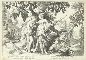 A Dianának álcázott Jupiter elcsábítja Kallistót alkotó: Hendrick Goltzius