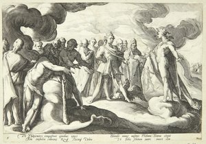 Jupiter és az istenek arra kérik Hélioszt, hogy vegye újra az irányítást a napszekere felett alkotó: Hendrick Goltzius