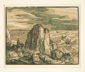 Táj sziklával a tengerparton alkotó: Hendrick Goltzius