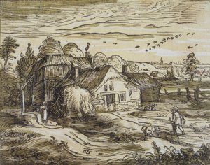 Táj parasztházzal alkotó: Hendrick Goltzius