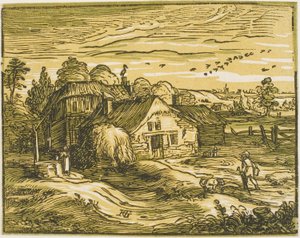 Táj parasztházzal, a Négy kis tájból alkotó: Hendrick Goltzius