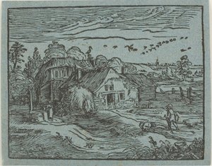 Tájkép egy parasztházzal, a Négy kis tájképből alkotó: Hendrick Goltzius