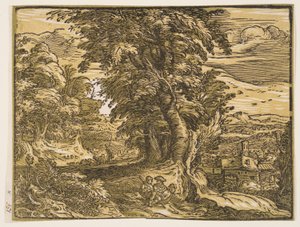 Tájkép egy pásztorpárral alkotó: Hendrick Goltzius
