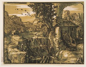 Tájkép vízeséssel alkotó: Hendrick Goltzius