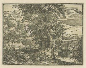 Táj ülő párral Négy kis tájkép (sorozat címe) alkotó: Hendrick Goltzius