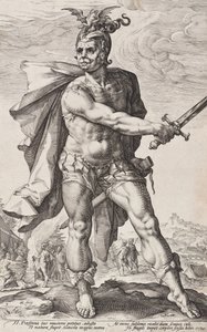 Mucius Scaevola (Római hősök, 3. lap) alkotó: Hendrick Goltzius
