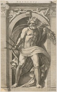Neptun, a „Nyolc ókori istenség” sorozat 2. lapja alkotó: Hendrick Goltzius