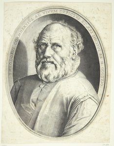 Dirck Volkertsz Coornhert portréja alkotó: Hendrick Goltzius