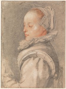 Egy fiatal nő portréja alkotó: Hendrick Goltzius