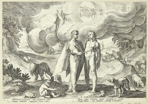 Prométheusz megteremti az embert, és mennyei tűzzel ad neki életet alkotó: Hendrick Goltzius