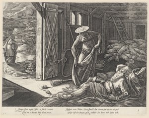 Ruth és Boáz a magtárban Ruth története (sorozat címe) alkotó: Hendrick Goltzius