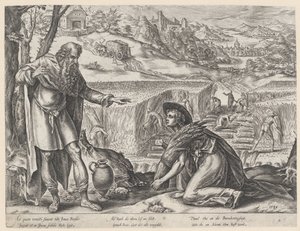 Ruth Boáz mezőjén gyűjtöget Ruth története (sorozat címe) alkotó: Hendrick Goltzius