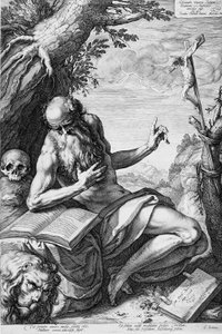 Szent Jeromos a sivatagban alkotó: Hendrick Goltzius