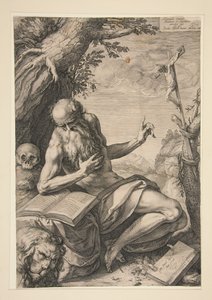 Szent Jeromos a sivatagban alkotó: Hendrick Goltzius