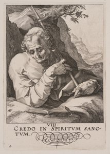 Szent Máté, Krisztusról, az apostolokról és Szent Pálról a Hitvallással együtt. alkotó: Hendrick Goltzius