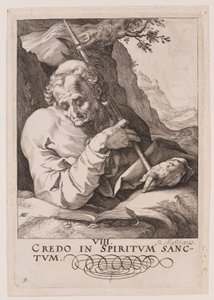 Szent Máté, Krisztusról, az apostolokról és Szent Pálról a Hitvallással együtt. alkotó: Hendrick Goltzius