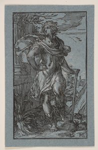 Álló fiatalember bottal alkotó: Hendrick Goltzius