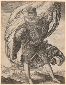 Álló zászlótartó, balra fordított fejjel alkotó: Hendrick Goltzius