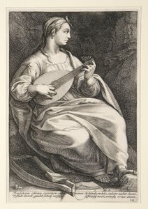 Terpsichore, az „A kilenc múzsa” című sorozat 5. táblája alkotó: Hendrick Goltzius