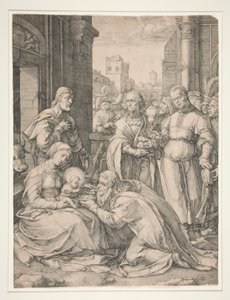 A mágusok imádása, a Krisztus születése és korai élete című sorozatból alkotó: Hendrick Goltzius