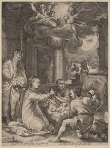 A pásztorok imádása alkotó: Hendrick Goltzius