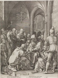 A körülmetélés, negyedik tábla Krisztus születése és korai élete című könyvéből alkotó: Hendrick Goltzius