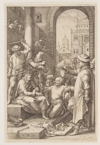 A tövissel való megkoronázás, a Passióból alkotó: Hendrick Goltzius