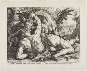 A sárkány felfalja Kadmusz társait alkotó: Hendrick Goltzius