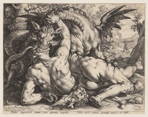 A Kadmosz társait felfaló sárkány alkotó: Hendrick Goltzius