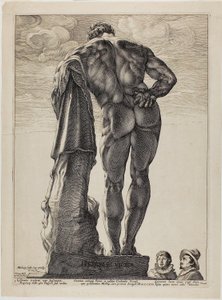 Farnézi Herkules, első tábla a Három híres antik szoborból alkotó: Hendrick Goltzius