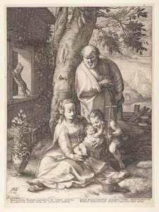 A Szent Család Keresztelő János csecsemővel, Krisztus születése és korai élete című könyvből. alkotó: Hendrick Goltzius