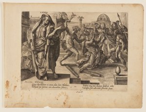 Szent Mátyás mártíromsága, A Krisztus és az apostolok mártíromsága című könyvből. alkotó: Hendrick Goltzius