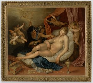 Az alvó Danaét Jupiter számára előkészítik alkotó: Hendrick Goltzius