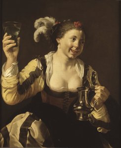Egy lány, aki poharat tart (le gout, serie des cinq sens) – A Girl Holding a Glass (Íz. A "The Five Senses" sorozatból), Terbrugghen, Hendrick Jansz (1588-1629). olajfestmény