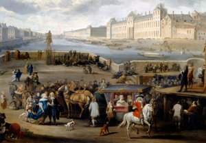 Párizs kilátása a Louvre-ral, a Henri IV hídról